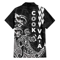 Cook Islands Va'a Polynesian Art Tattoo Family Matching Off The Shoulder Long Sleeve Dress and Hawaiian Shirt Black Color LT03 - Polynesian Pride