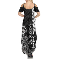 Cook Islands Va'a Polynesian Art Tattoo Family Matching Summer Maxi Dress and Hawaiian Shirt Black Color LT03 - Polynesian Pride