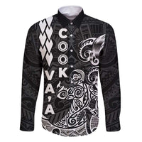 Cook Islands Va'a Polynesian Art Tattoo Family Matching Tank Maxi Dress and Hawaiian Shirt Black Color LT03 Dad's Shirt - Long Sleeve Black - Polynesian Pride
