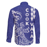 Cook Islands Va'a Polynesian Art Tattoo Family Matching Off The Shoulder Long Sleeve Dress and Hawaiian Shirt Blue Color LT03 - Polynesian Pride