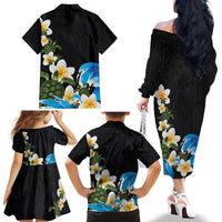 Hawaiian Plumeria and Turtle Family Matching Off The Shoulder Long Sleeve Dress and Hawaiian Shirt with Polynesian Tribal Art Pattern Vintage Vibes LT03 - Polynesian Pride