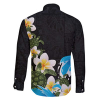 Hawaiian Plumeria and Turtle Family Matching Off The Shoulder Long Sleeve Dress and Hawaiian Shirt with Polynesian Tribal Art Pattern Vintage Vibes LT03 - Polynesian Pride