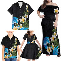 Hawaiian Plumeria and Turtle Family Matching Off Shoulder Maxi Dress and Hawaiian Shirt with Polynesian Tribal Art Pattern Vintage Vibes LT03 - Polynesian Pride