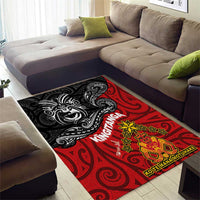 Maori King Movement Area Rug Ko Te Mana Motuhake Emblem with Moko and Polynesian Art Tattoo LT03 - Polynesian Pride