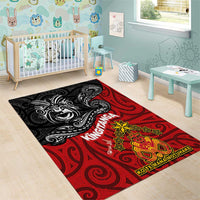 Maori King Movement Area Rug Ko Te Mana Motuhake Emblem with Moko and Polynesian Art Tattoo LT03 - Polynesian Pride