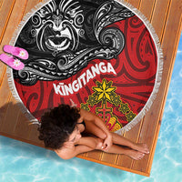 Maori King Movement Beach Blanket Ko Te Mana Motuhake Emblem with Moko and Polynesian Art Tattoo LT03 - Polynesian Pride