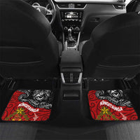 Maori King Movement Car Mats Ko Te Mana Motuhake Emblem with Moko and Polynesian Art Tattoo LT03 Set 2pcs - Back Red - Polynesian Pride