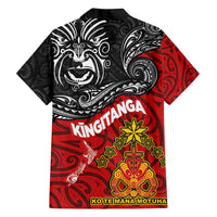 Maori King Movement Family Matching Off The Shoulder Long Sleeve Dress and Hawaiian Shirt Ko Te Mana Motuhake Emblem with Moko and Polynesian Art Tattoo LT03 - Polynesian Pride