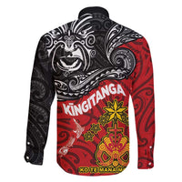 Maori King Movement Family Matching Off Shoulder Maxi Dress and Hawaiian Shirt Ko Te Mana Motuhake Emblem with Moko and Polynesian Art Tattoo LT03 - Polynesian Pride