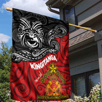 Maori King Movement Garden Flag Ko Te Mana Motuhake Emblem with Moko and Polynesian Art Tattoo LT03 - Polynesian Pride