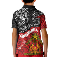 Maori King Movement Kid Polo Shirt Ko Te Mana Motuhake Emblem with Moko and Polynesian Art Tattoo LT03 - Polynesian Pride