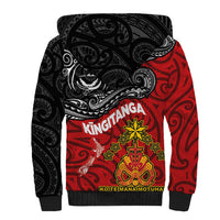 Maori King Movement Sherpa Hoodie Ko Te Mana Motuhake Emblem with Moko and Polynesian Art Tattoo LT03 - Polynesian Pride