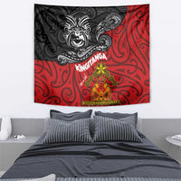 Maori King Movement Tapestry Ko Te Mana Motuhake Emblem with Moko and Polynesian Art Tattoo LT03 - Polynesian Pride