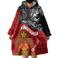 Maori King Movement Wearable Blanket Hoodie Ko Te Mana Motuhake Emblem with Moko and Polynesian Art Tattoo LT03 - Polynesian Pride