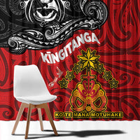 Maori King Movement Window Curtain Ko Te Mana Motuhake Emblem with Moko and Polynesian Art Tattoo LT03 - Polynesian Pride