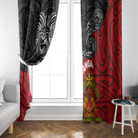 Maori King Movement Window Curtain Ko Te Mana Motuhake Emblem with Moko and Polynesian Art Tattoo LT03 - Polynesian Pride