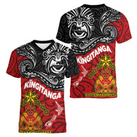 Maori King Movement Women V-Neck T-Shirt Ko Te Mana Motuhake Emblem with Moko and Polynesian Art Tattoo LT03 - Polynesian Pride