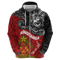 Maori King Movement Zip Hoodie Ko Te Mana Motuhake Emblem with Moko and Polynesian Art Tattoo LT03 - Polynesian Pride