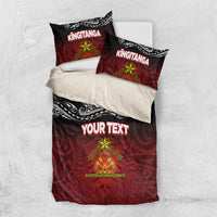 Personalised Maori King Movement Bedding Set Ko Te Mana Motuhake Emblem with Silver Ferns and Polynesian Art Tattoo LT03 US Twin 172cm x 218cm Red - Polynesian Pride