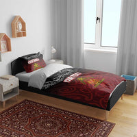 Personalised Maori King Movement Bedding Set Ko Te Mana Motuhake Emblem with Silver Ferns and Polynesian Art Tattoo LT03 - Polynesian Pride