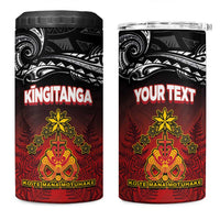 Personalised Maori King Movement 4 in 1 Can Cooler Tumbler Ko Te Mana Motuhake Emblem with Silver Ferns and Polynesian Art Tattoo LT03 One Size: 16 oz Red - Polynesian Pride