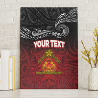 Personalised Maori King Movement Canvas Wall Art Ko Te Mana Motuhake Emblem with Silver Ferns and Polynesian Art Tattoo LT03 Without Frame Red - Polynesian Pride