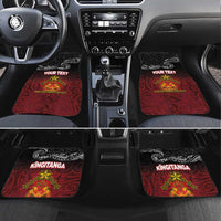Personalised Maori King Movement Car Mats Ko Te Mana Motuhake Emblem with Silver Ferns and Polynesian Art Tattoo LT03 Set 4pcs Red - Polynesian Pride