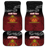 Personalised Maori King Movement Car Mats Ko Te Mana Motuhake Emblem with Silver Ferns and Polynesian Art Tattoo LT03 - Polynesian Pride
