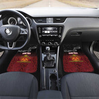 Personalised Maori King Movement Car Mats Ko Te Mana Motuhake Emblem with Silver Ferns and Polynesian Art Tattoo LT03 Set 2pcs - Front Red - Polynesian Pride