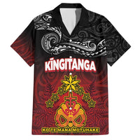 Personalised Maori King Movement Hawaiian Shirt Ko Te Mana Motuhake Emblem with Silver Ferns and Polynesian Art Tattoo LT03 Red - Polynesian Pride