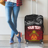 Personalised Maori King Movement Luggage Cover Ko Te Mana Motuhake Emblem with Silver Ferns and Polynesian Art Tattoo LT03 - Polynesian Pride