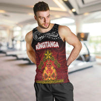 Personalised Maori King Movement Men Tank Top Ko Te Mana Motuhake Emblem with Silver Ferns and Polynesian Art Tattoo LT03 Red - Polynesian Pride
