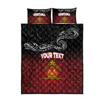 Personalised Maori King Movement Quilt Bed Set Ko Te Mana Motuhake Emblem with Silver Ferns and Polynesian Art Tattoo LT03 - Polynesian Pride
