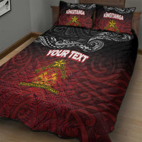 Personalised Maori King Movement Quilt Bed Set Ko Te Mana Motuhake Emblem with Silver Ferns and Polynesian Art Tattoo LT03 - Polynesian Pride