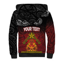 Personalised Maori King Movement Sherpa Hoodie Ko Te Mana Motuhake Emblem with Silver Ferns and Polynesian Art Tattoo LT03 - Polynesian Pride