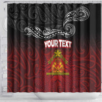 Personalised Maori King Movement Shower Curtain Ko Te Mana Motuhake Emblem with Silver Ferns and Polynesian Art Tattoo LT03 - Polynesian Pride