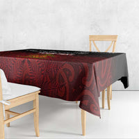 Personalised Maori King Movement Tablecloth Ko Te Mana Motuhake Emblem with Silver Ferns and Polynesian Art Tattoo LT03 - Polynesian Pride