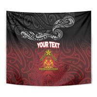 Personalised Maori King Movement Tapestry Ko Te Mana Motuhake Emblem with Silver Ferns and Polynesian Art Tattoo LT03 - Polynesian Pride
