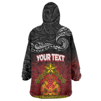 Personalised Maori King Movement Wearable Blanket Hoodie Ko Te Mana Motuhake Emblem with Silver Ferns and Polynesian Art Tattoo LT03 - Polynesian Pride