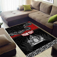Personalised Maori King Movement Area Rug Te Paki-o-Matariki with Silver Ferns and Polynesian Art Tattoo LT03 - Polynesian Pride