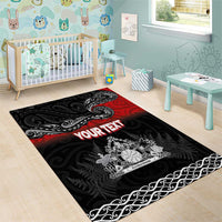 Personalised Maori King Movement Area Rug Te Paki-o-Matariki with Silver Ferns and Polynesian Art Tattoo LT03 - Polynesian Pride