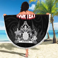 Personalised Maori King Movement Beach Blanket Te Paki-o-Matariki with Silver Ferns and Polynesian Art Tattoo LT03 - Polynesian Pride