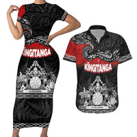 Personalised Maori King Movement Couples Matching Short Sleeve Bodycon Dress and Hawaiian Shirt Te Paki-o-Matariki with Silver Ferns and Polynesian Art Tattoo LT03 Red - Polynesian Pride