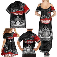 Personalised Maori King Movement Family Matching Summer Maxi Dress and Hawaiian Shirt Te Paki-o-Matariki with Silver Ferns and Polynesian Art Tattoo LT03 - Polynesian Pride