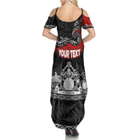 Personalised Maori King Movement Family Matching Summer Maxi Dress and Hawaiian Shirt Te Paki-o-Matariki with Silver Ferns and Polynesian Art Tattoo LT03 - Polynesian Pride
