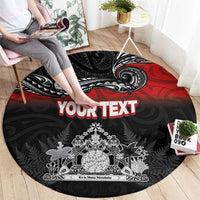 Personalised Maori King Movement Round Carpet Te Paki-o-Matariki with Silver Ferns and Polynesian Art Tattoo LT03 - Polynesian Pride