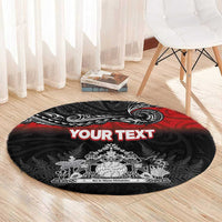 Personalised Maori King Movement Round Carpet Te Paki-o-Matariki with Silver Ferns and Polynesian Art Tattoo LT03 - Polynesian Pride