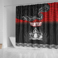 Personalised Maori King Movement Shower Curtain Te Paki-o-Matariki with Silver Ferns and Polynesian Art Tattoo LT03 - Polynesian Pride