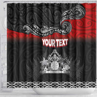 Personalised Maori King Movement Shower Curtain Te Paki-o-Matariki with Silver Ferns and Polynesian Art Tattoo LT03 - Polynesian Pride
