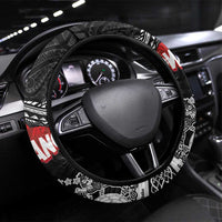 Maori King Movement Steering Wheel Cover Te Paki-o-Matariki with Silver Ferns and Polynesian Art Tattoo LT03 Universal Fit Red - Polynesian Pride